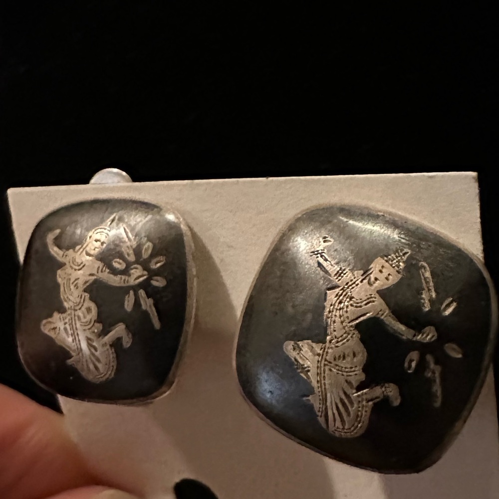 Sold out! Beautiful Siam Sterling Vintage clip on dancer earrings- gift boxed